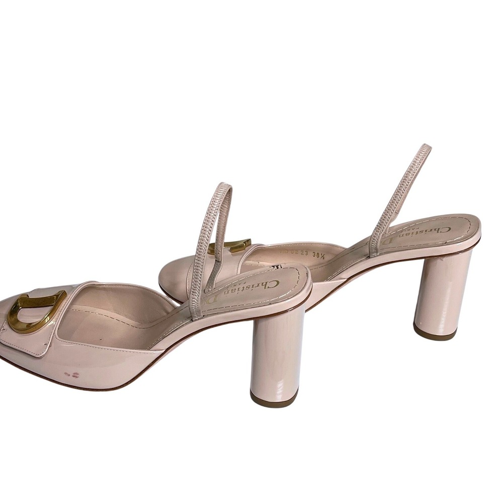 Christian Dior C'est Dior Nude Patent Slingback CD Logo Block Heel 38.5 Italy - Picture 6 of 12